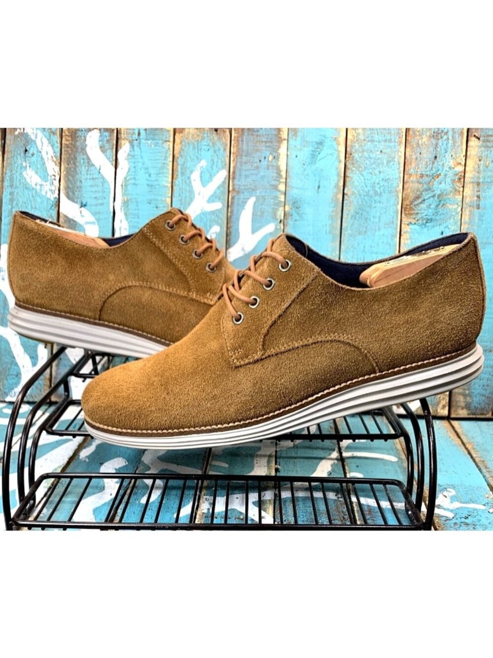 Cole Haan Grand OS Oxford Tan Suede Shoes Lace Up C28448 Men's Sz 10M